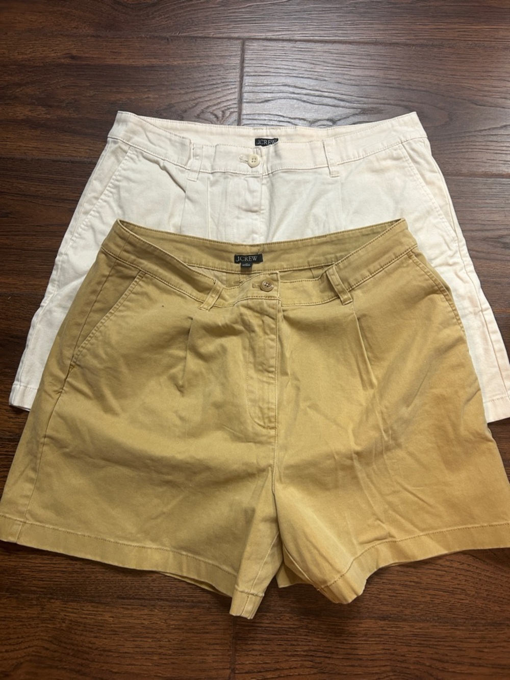 J. Crew Women's Tan and Cream High-Waist Cotton Shorts Duo